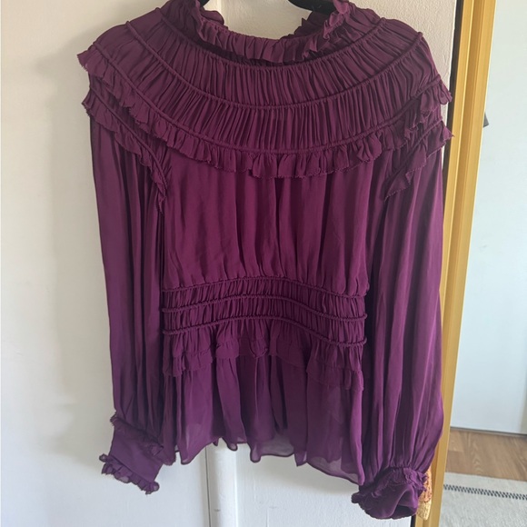 Farm Rio burgundy Ruffled Blouse - Picture 2 of 4